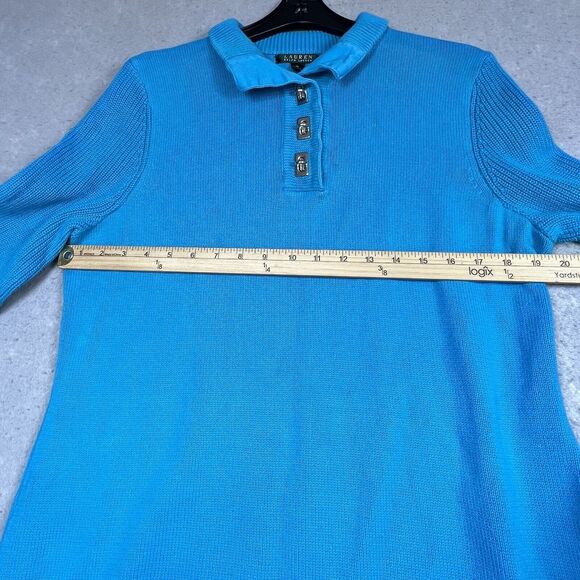 Lauren Ralph Lauren Sweater Womens X-Large Blue Cable Knit High Neck Sweater - Picture 6 of 8